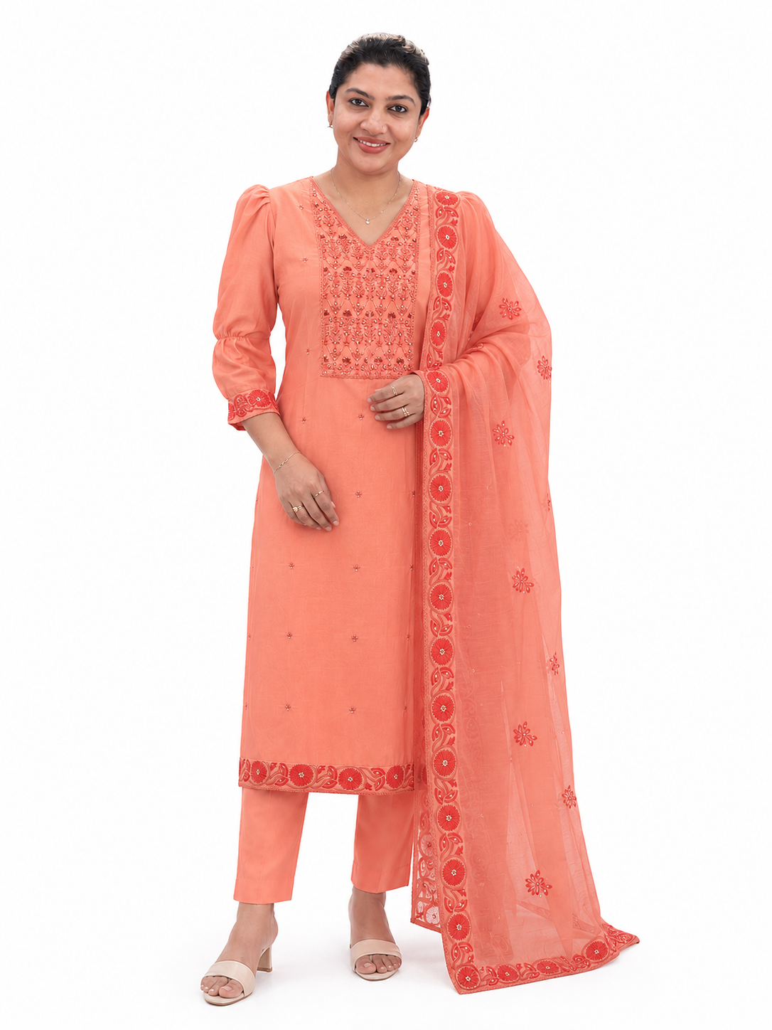Hand Embroidery & Sequins Detailed Mul Chanderi Salwar Set |SSC195
