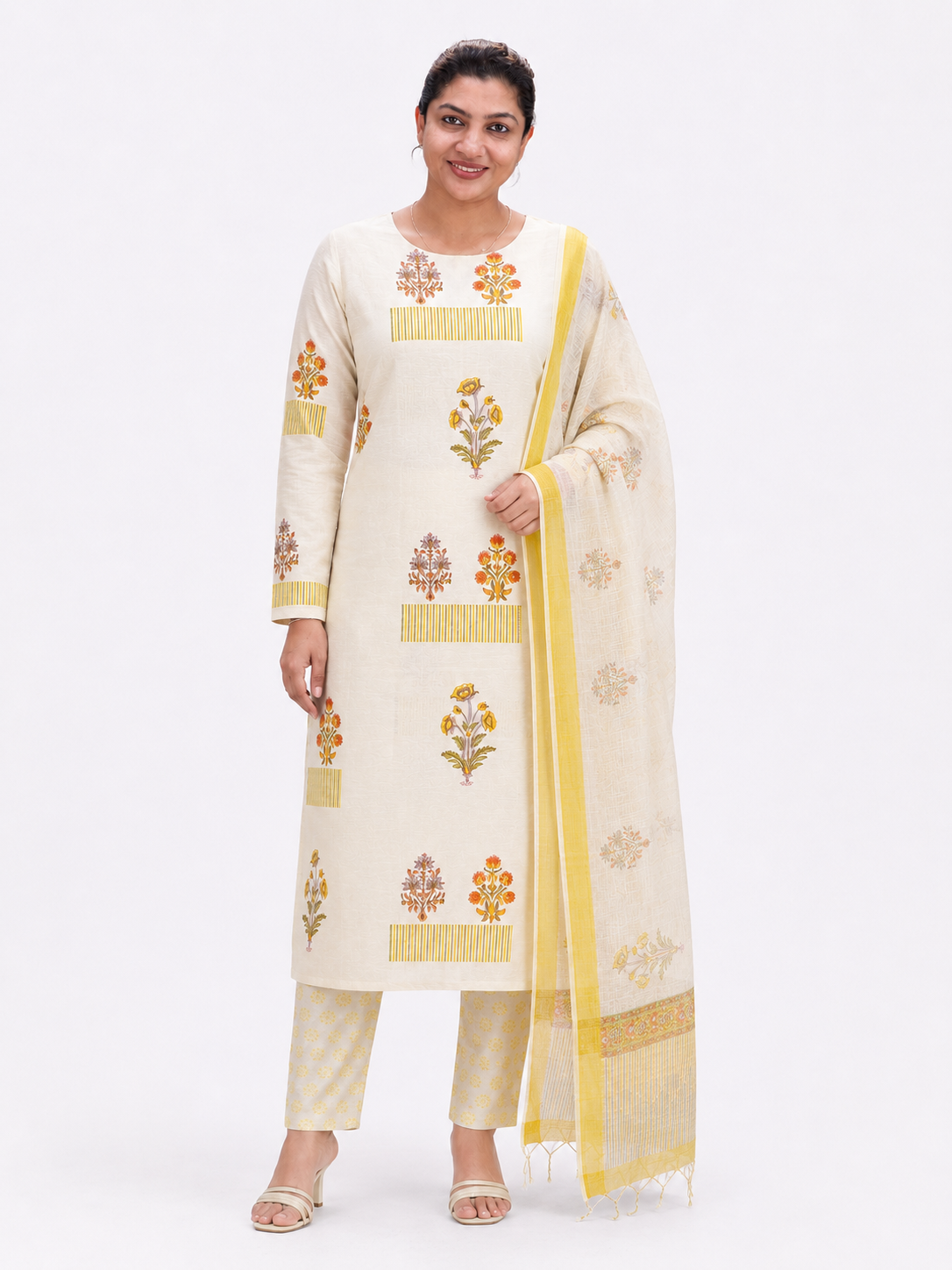 Block Printed Linen Cotton Salwar Set | MF192