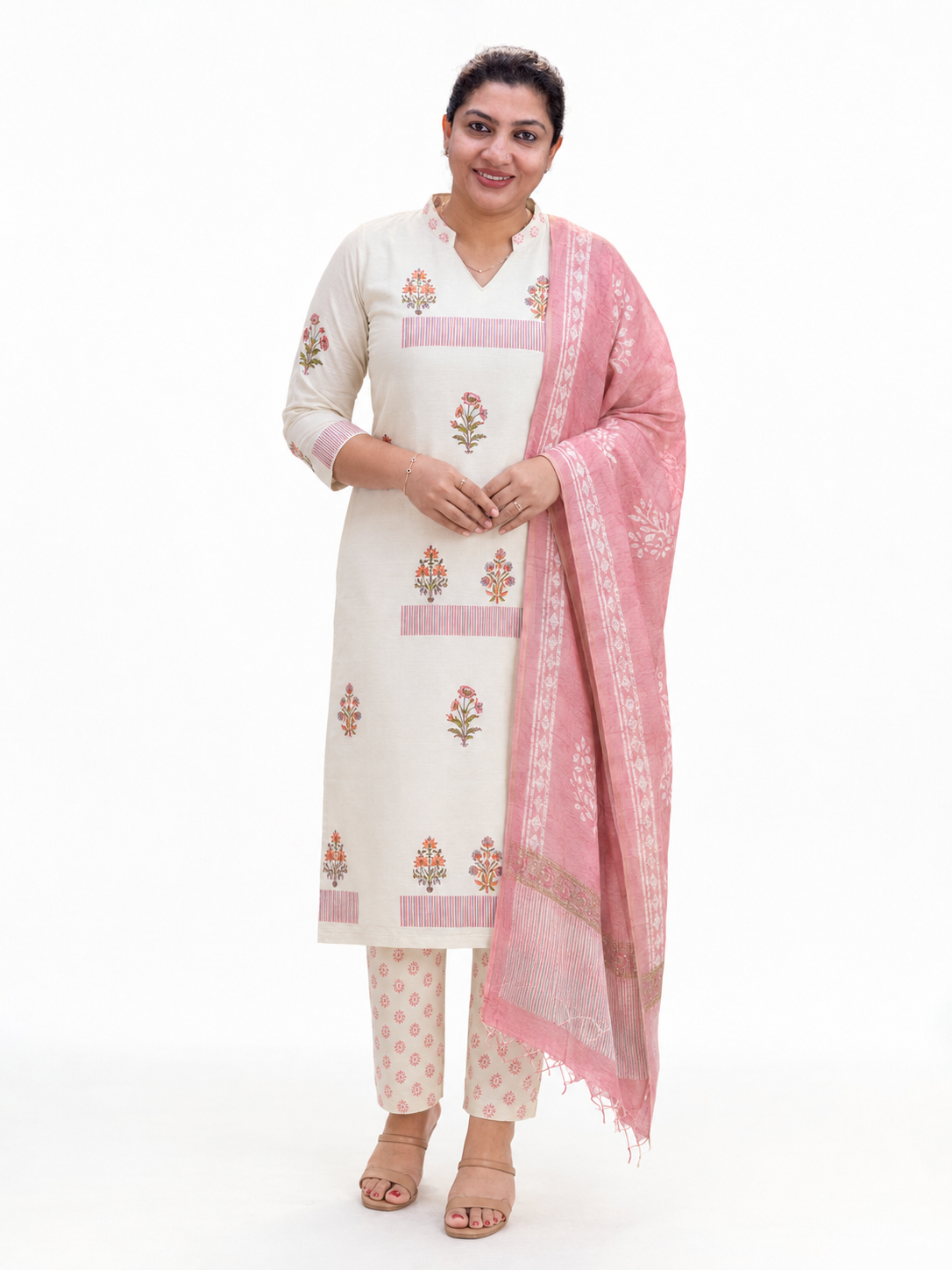 Block Printed Linen Cotton Salwar Set | MF191