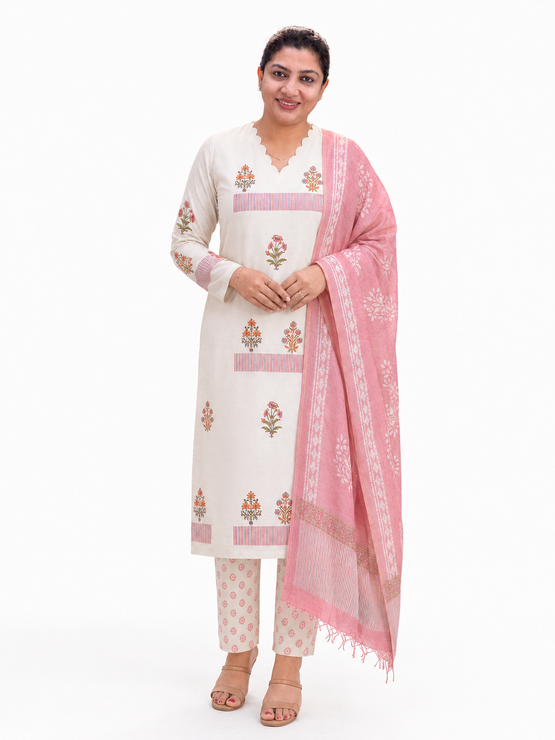 Block Printed Linen Cotton Salwar Set | MF191