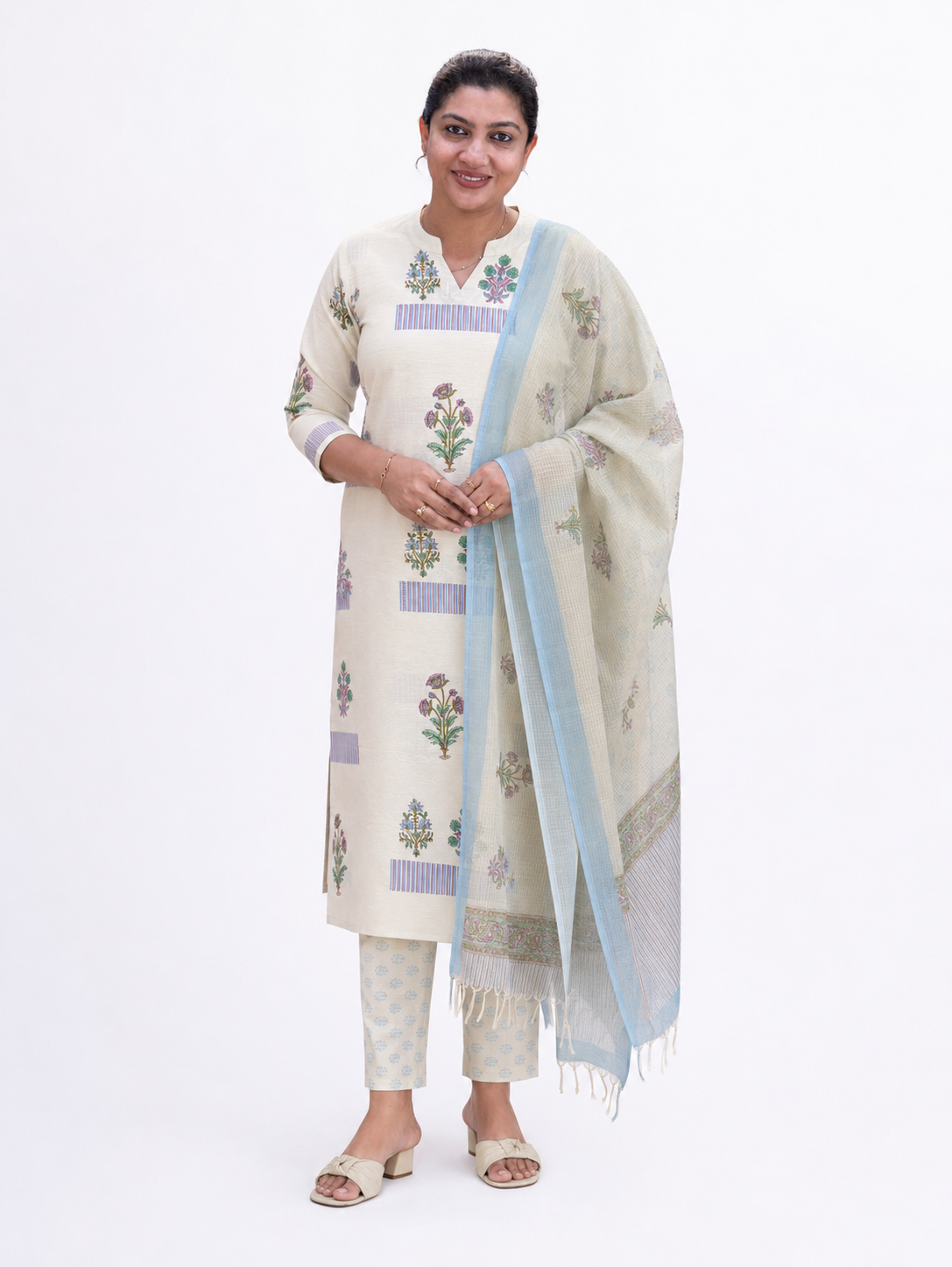 Block Printed Linen Cotton Salwar Set | MF190
