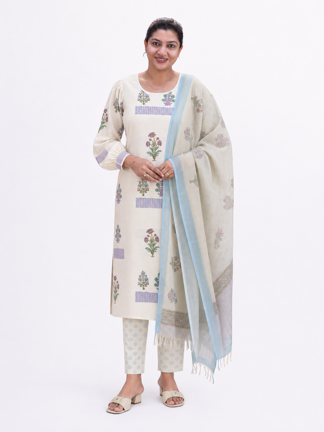Block Printed Linen Cotton Salwar Set | MF190