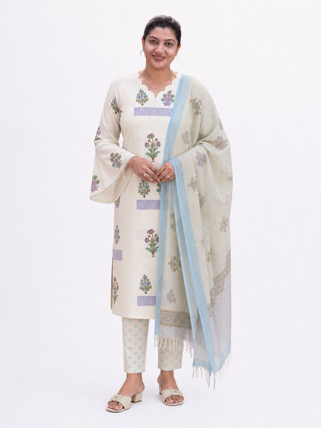 Block Printed Linen Cotton Salwar Set | MF190