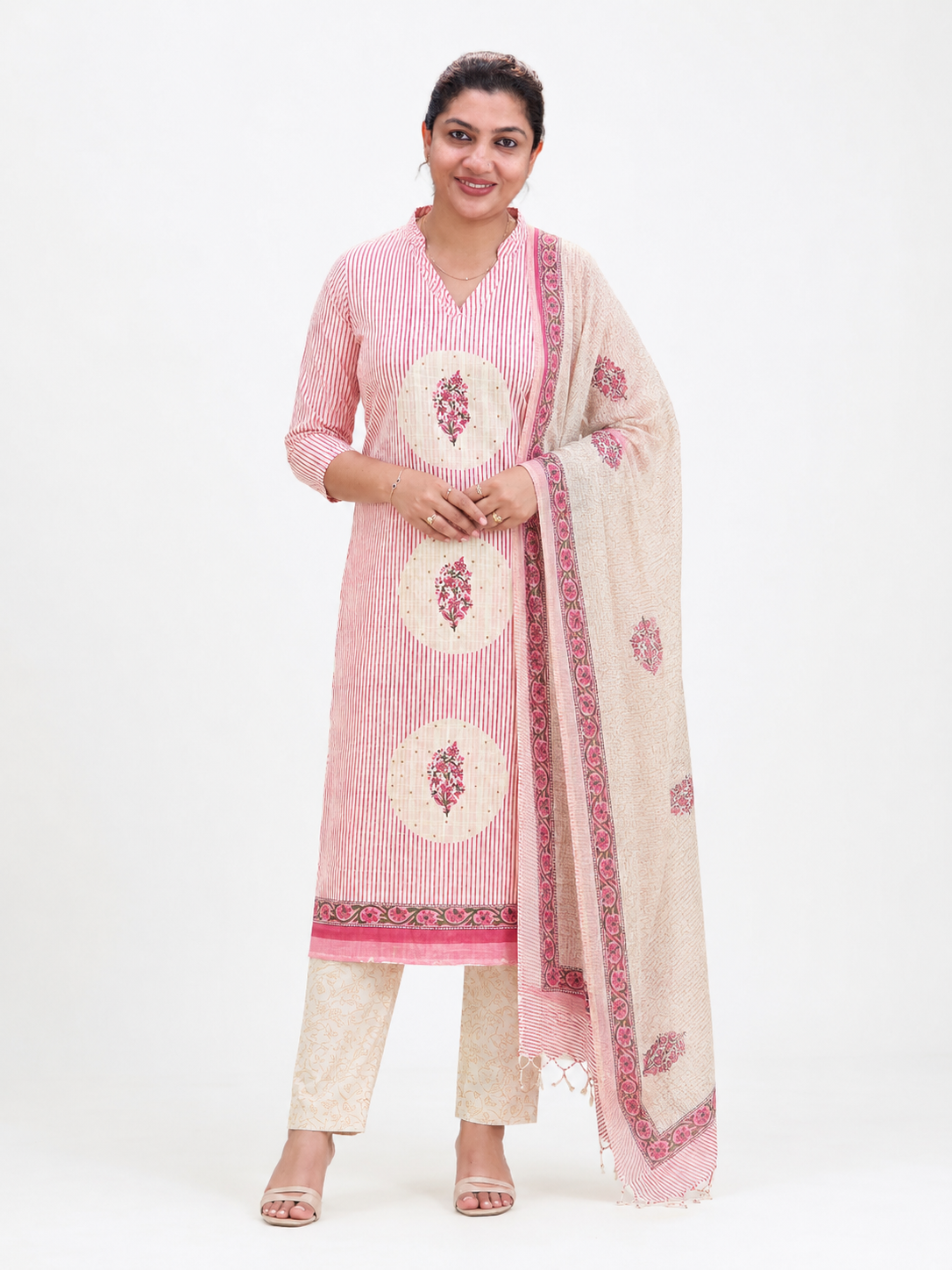 Placement Pattern Block Print Cotton Salwar Set | MF198