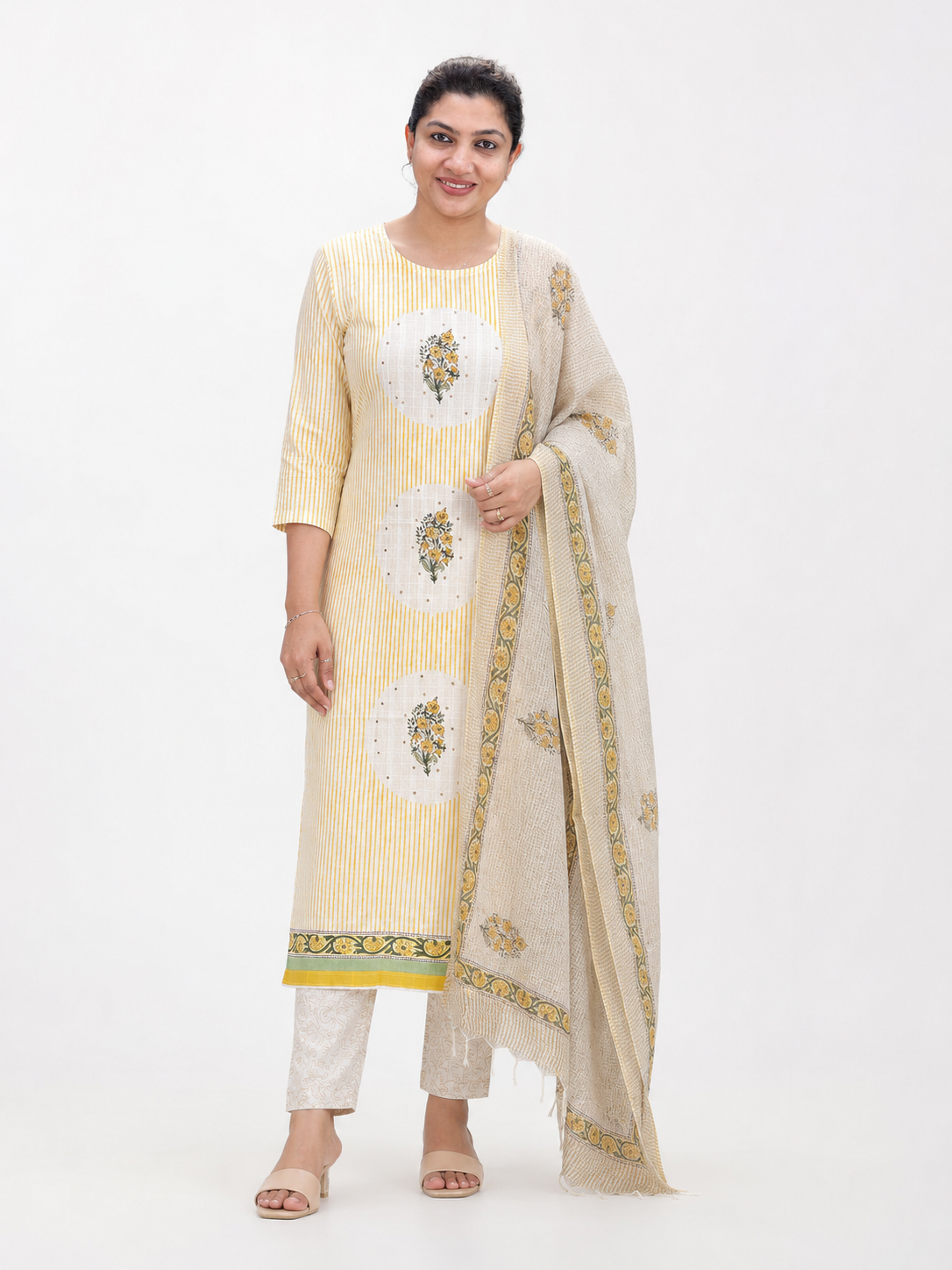 Placement Pattern Block Print Cotton Salwar Set | MF197