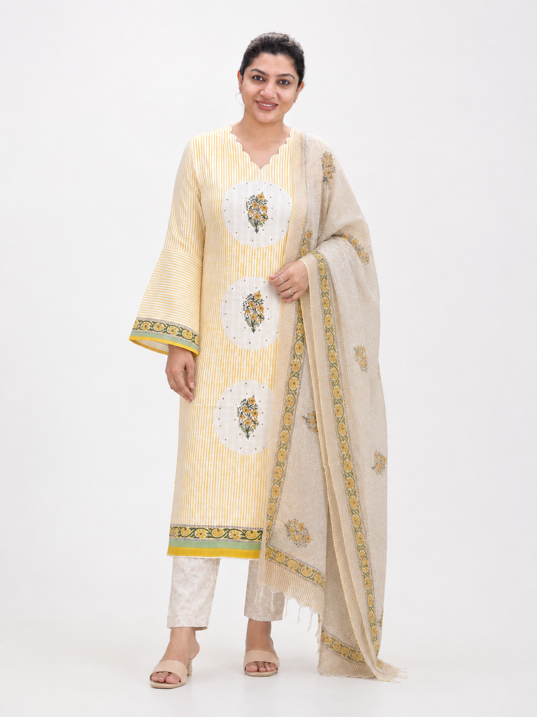 Placement Pattern Block Print Cotton Salwar Set | MF197