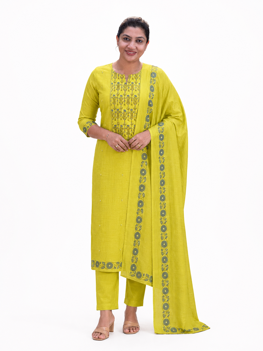 Hand Embroidery & Sequins Detailed Mul Chanderi Salwar Set  |SSC194