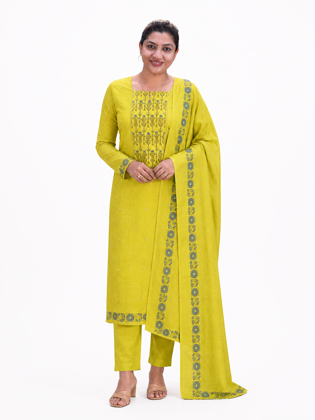 Hand Embroidery & Sequins Detailed Mul Chanderi Salwar Set  |SSC194
