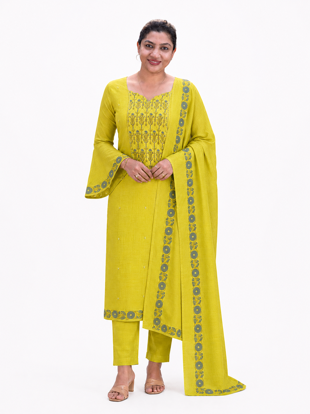 Hand Embroidery & Sequins Detailed Mul Chanderi Salwar Set  |SSC194
