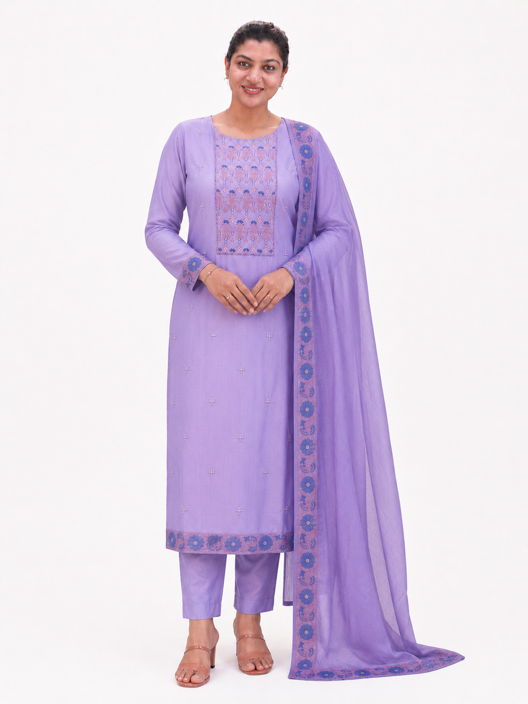 Hand Embroidery & Sequins Detailed Mul Chanderi Salwar Set  |SSC193