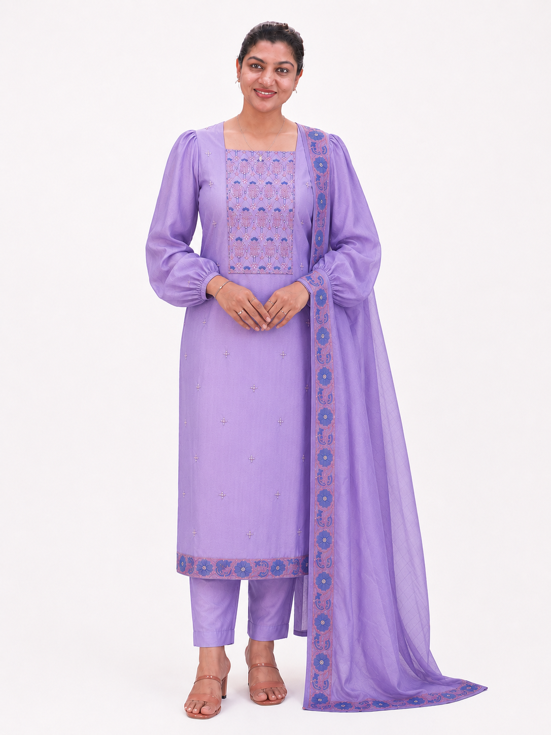Hand Embroidery & Sequins Detailed Mul Chanderi Salwar Set  |SSC193
