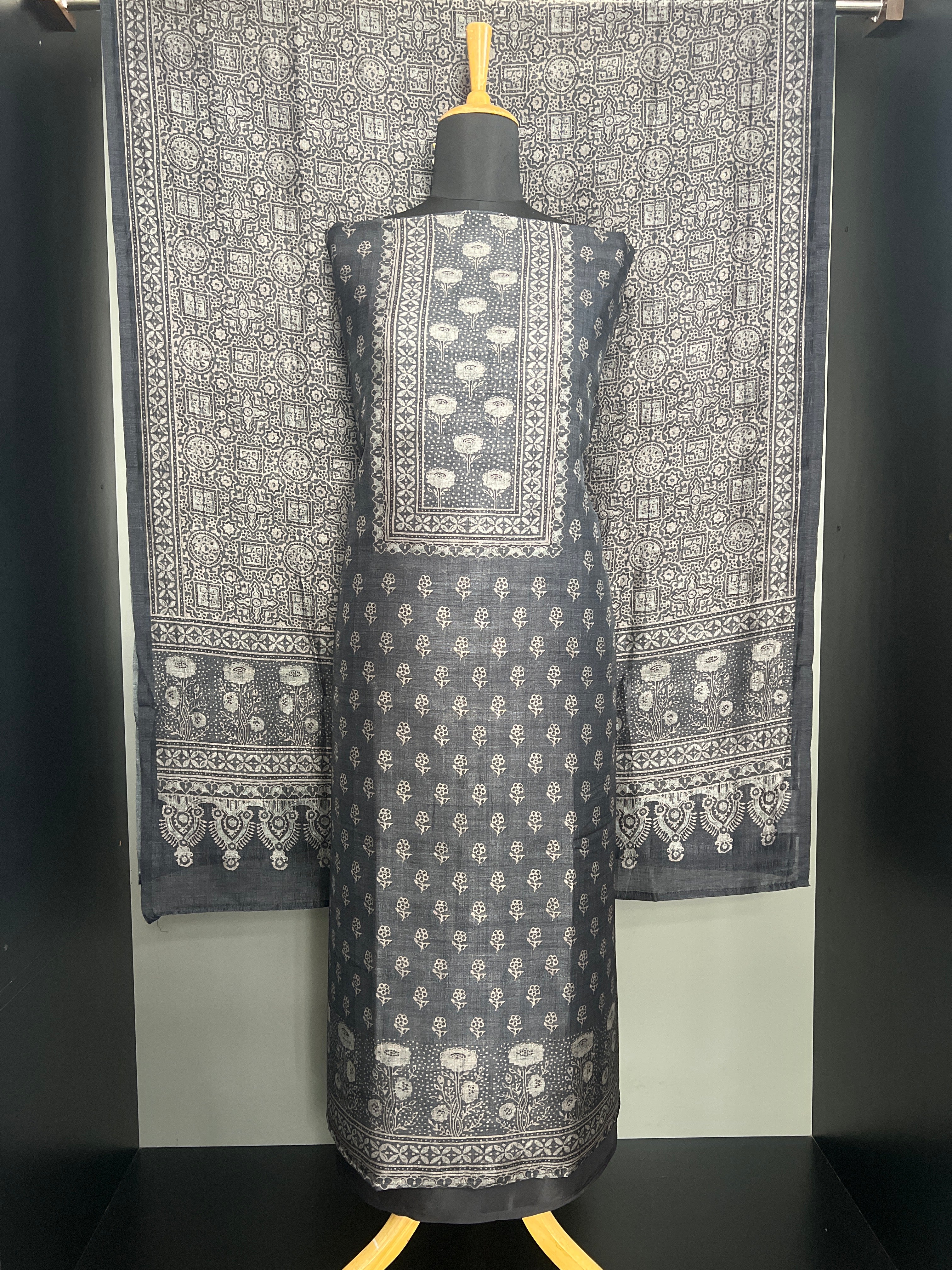 Digital Printed Pattern Semi Tussar Salwar Set | SW2523