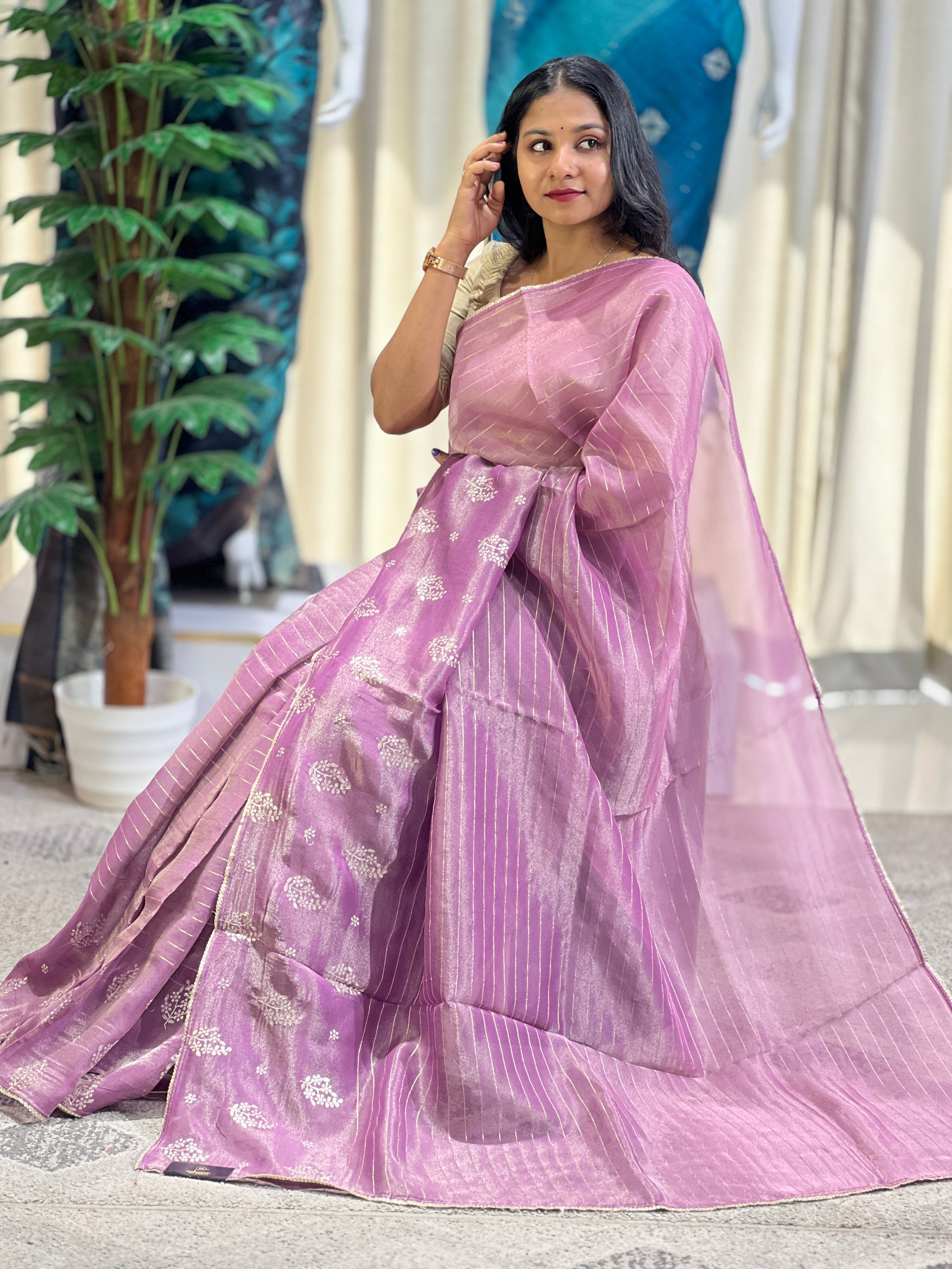 Zari & Pita Work Detailed Tissue Finish Saree | DVS254
