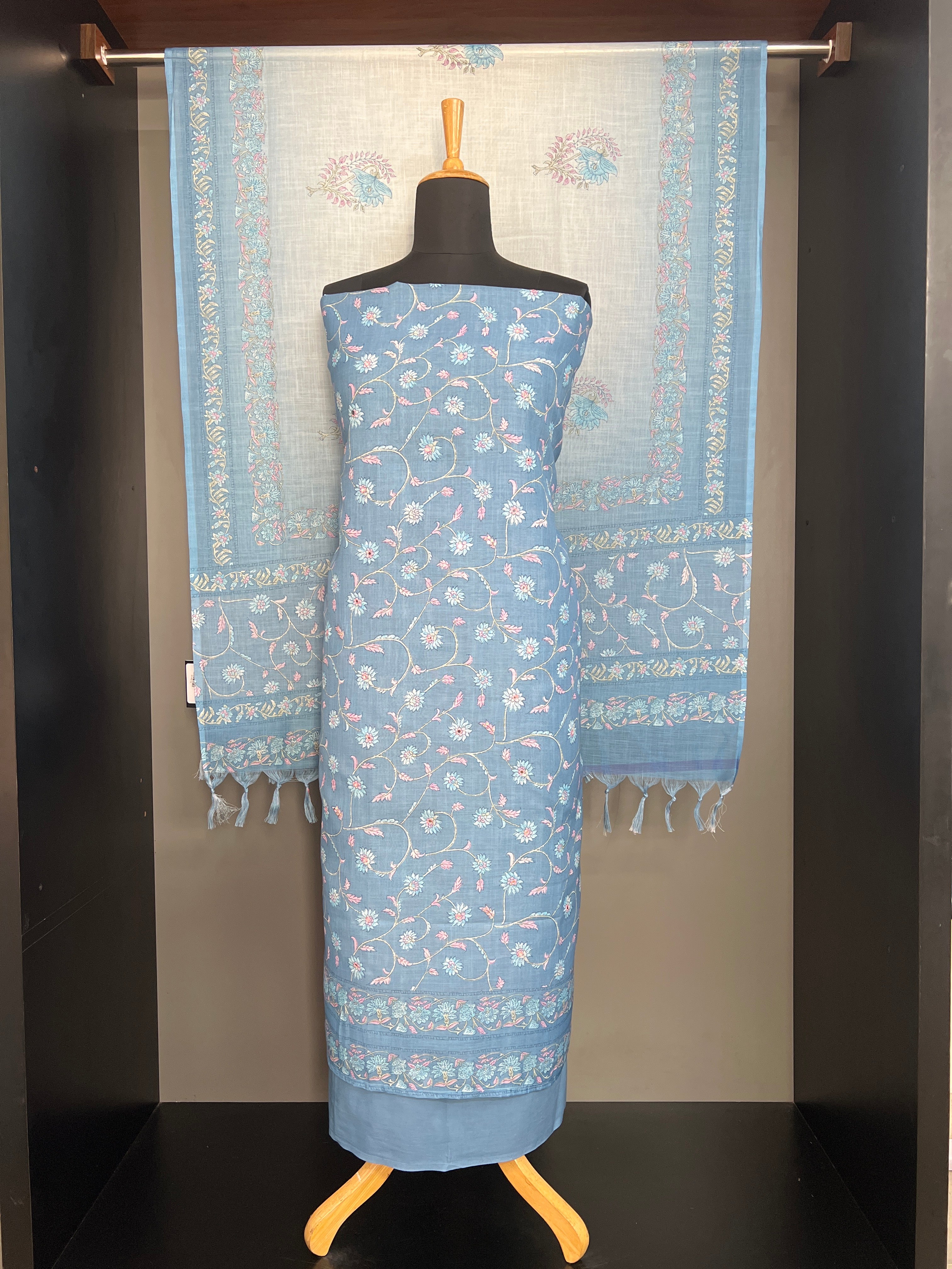Sublimation Printed Pattern slub Linen Salwar Set | MF262