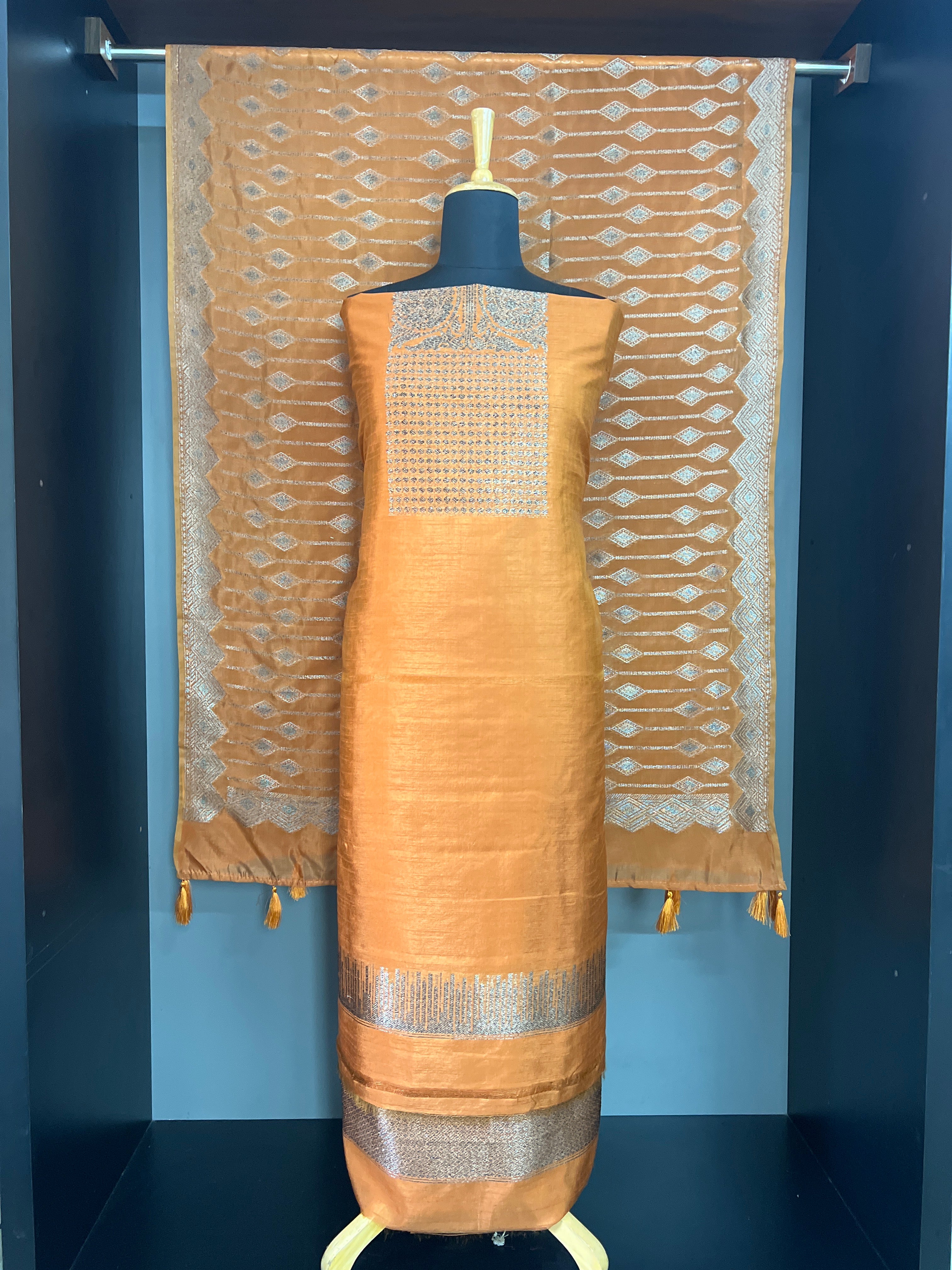 Zari Woven Semi Tussar Salwar Set | YNG1578