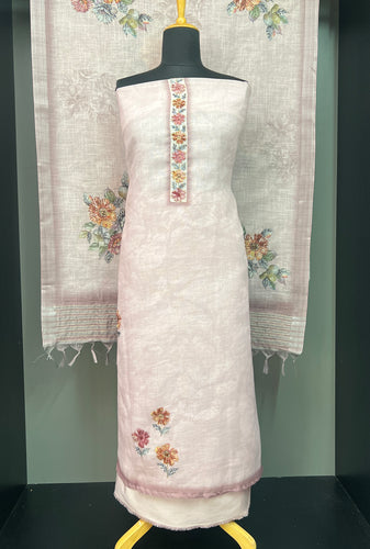 Floral Print With Embroidery Highlighted Linen Finish Salwar Set | KSD184