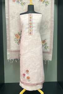 Floral Print With Embroidery Highlighted Linen Finish Salwar Set | KSD184
