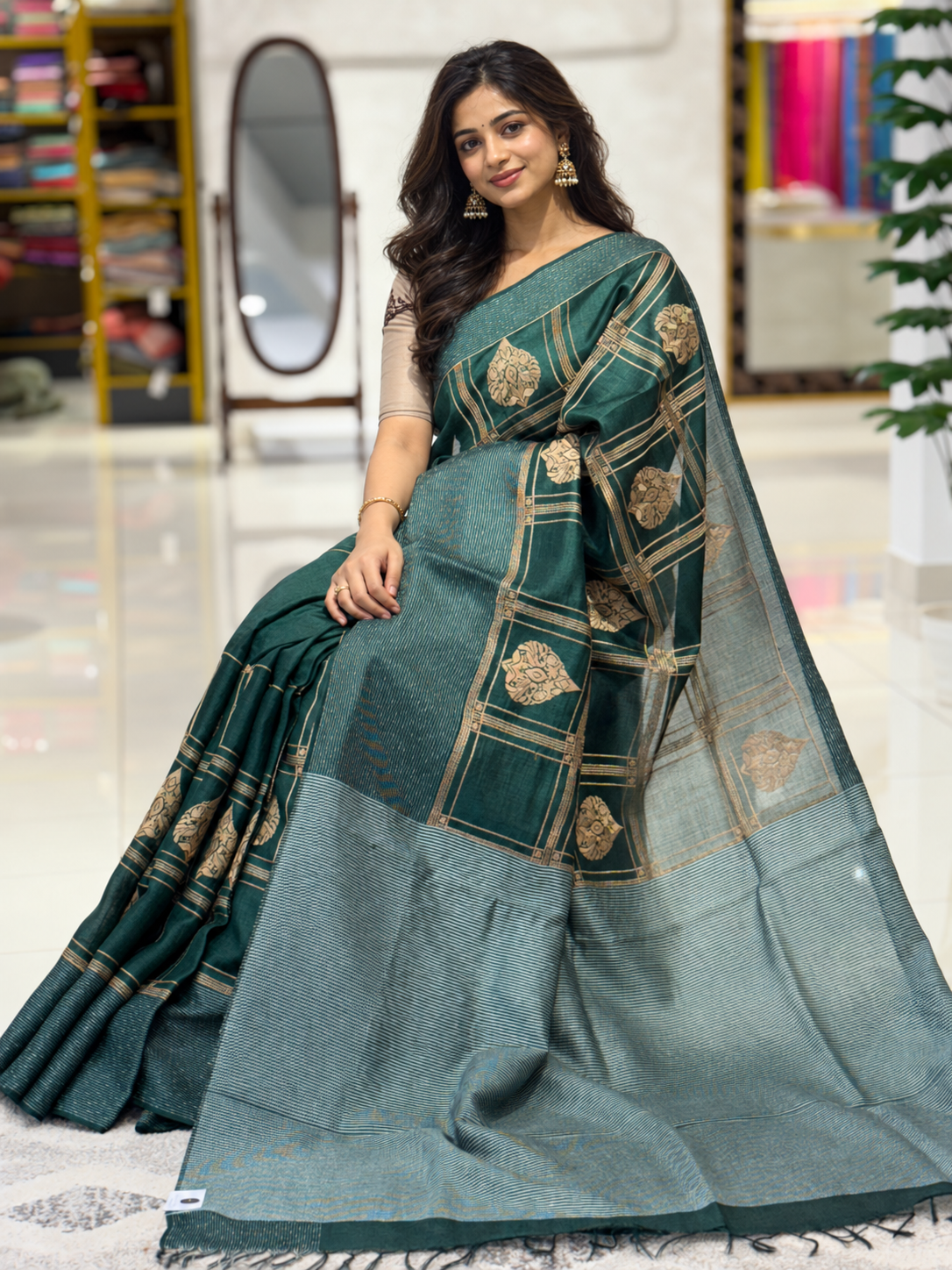 Traditional Motif Patterned Soft Tussar Saree | RGD348