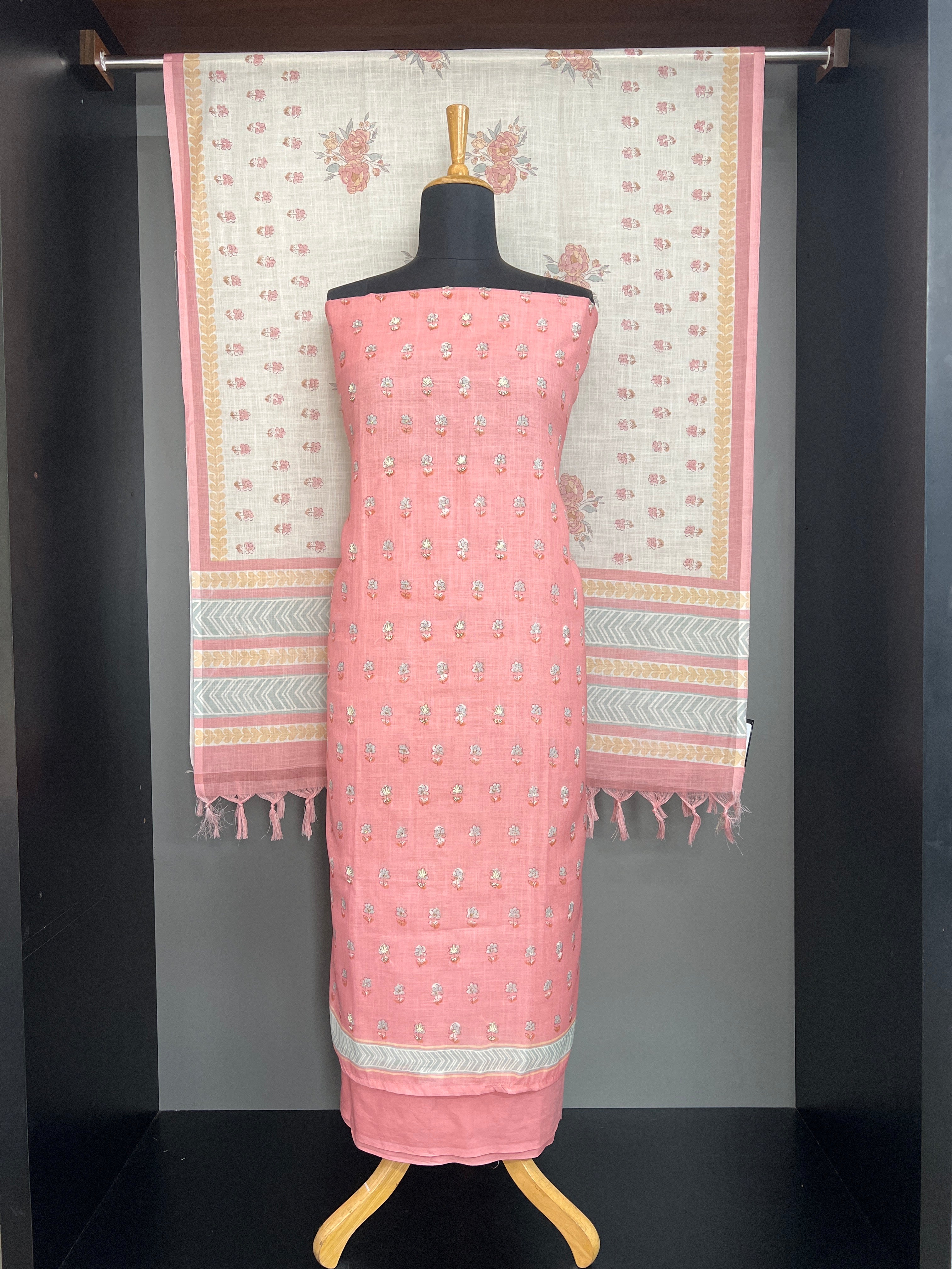 Sublimation Printed Pattern slub Linen Salwar Set | MF264