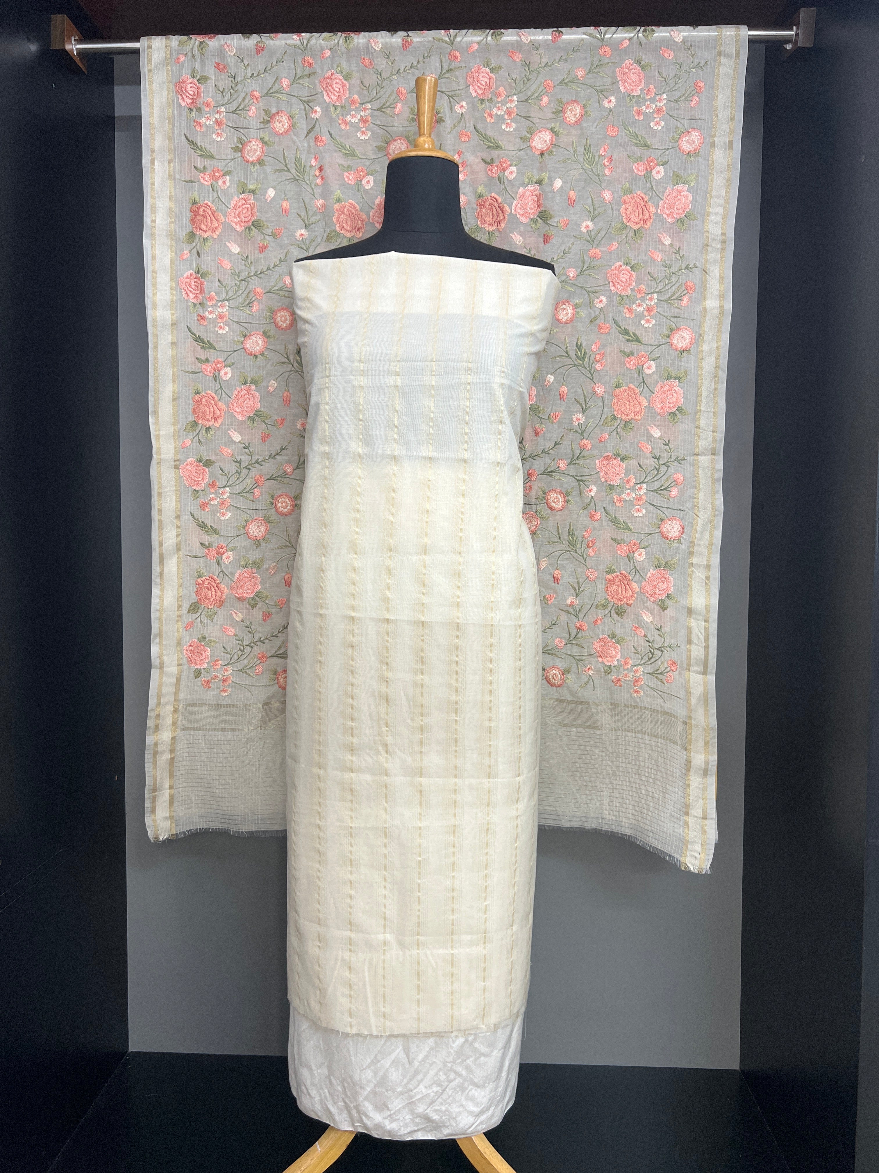 Stripe Weaving Pattern Chanderi Salwar Set | MM589