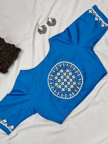 Kutch Work Embroidery Semi Silk Blouse | FS105