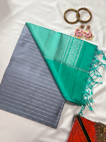 Kadai Line Weaving Pattern Soft Silk Kanchipuram Saree