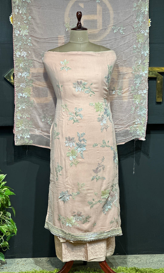 Floral Embroidery With Sequins Detailed Georgette Salwar Set | GE147