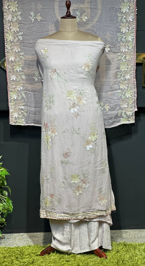 Floral Embroidery With Sequins Detailed Georgette Salwar Set | GE148