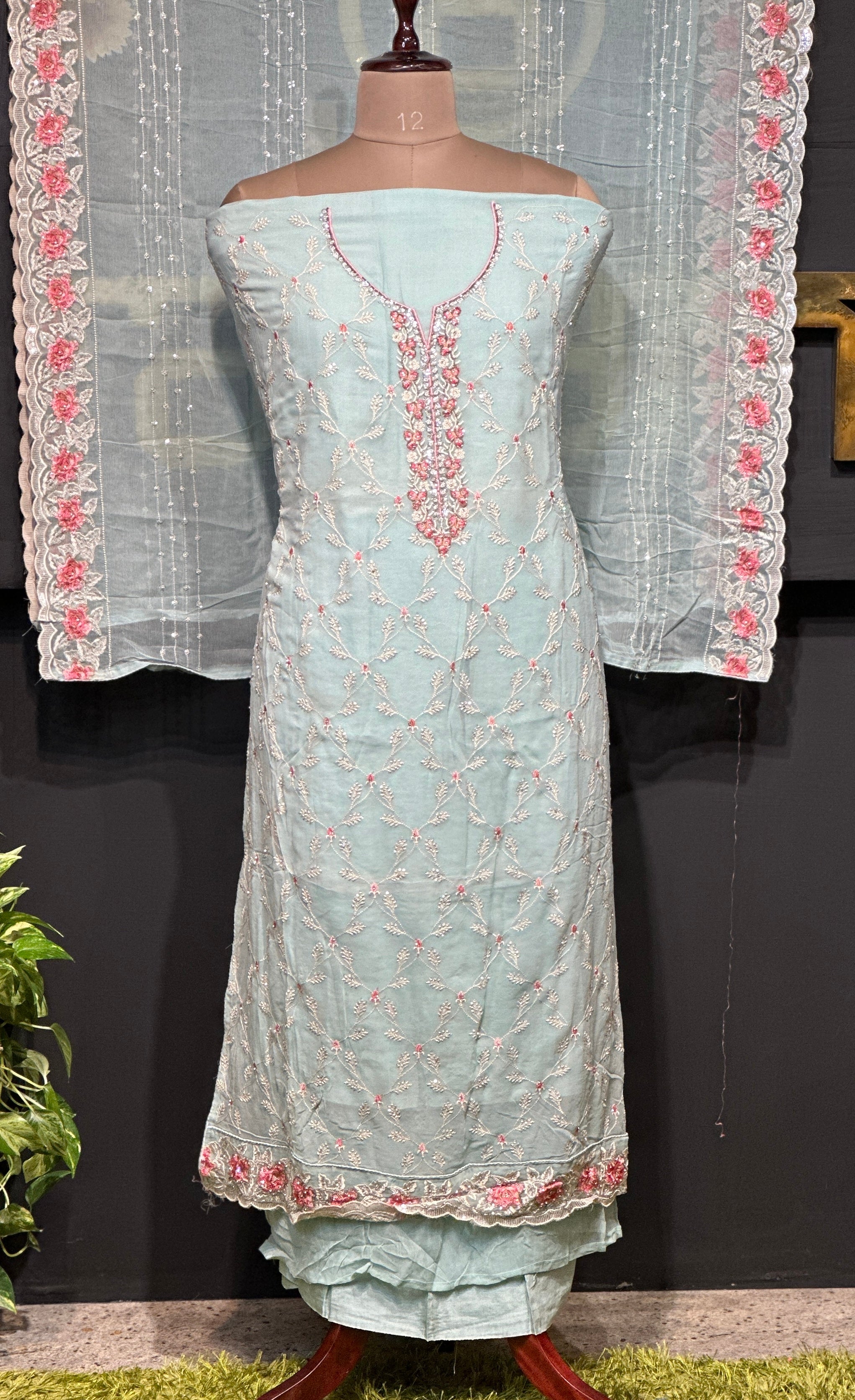 Stones & Cut Beads Detailed Georgette Salwar Set | GE150