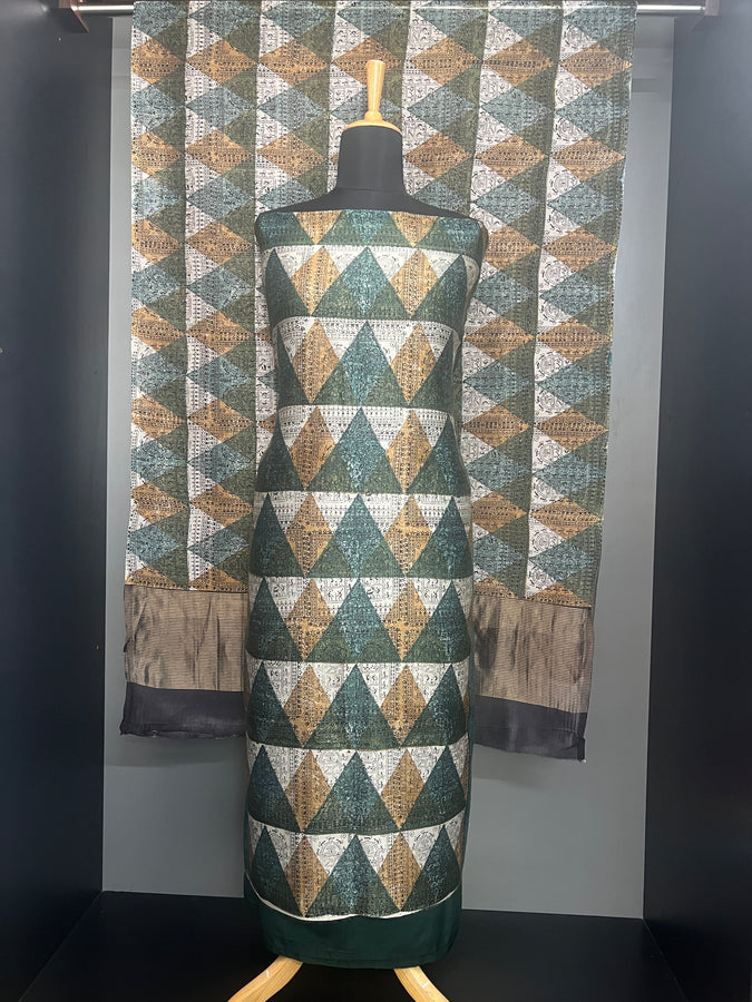 Warli Print Detailed Chanderi Salwar Set | HE165