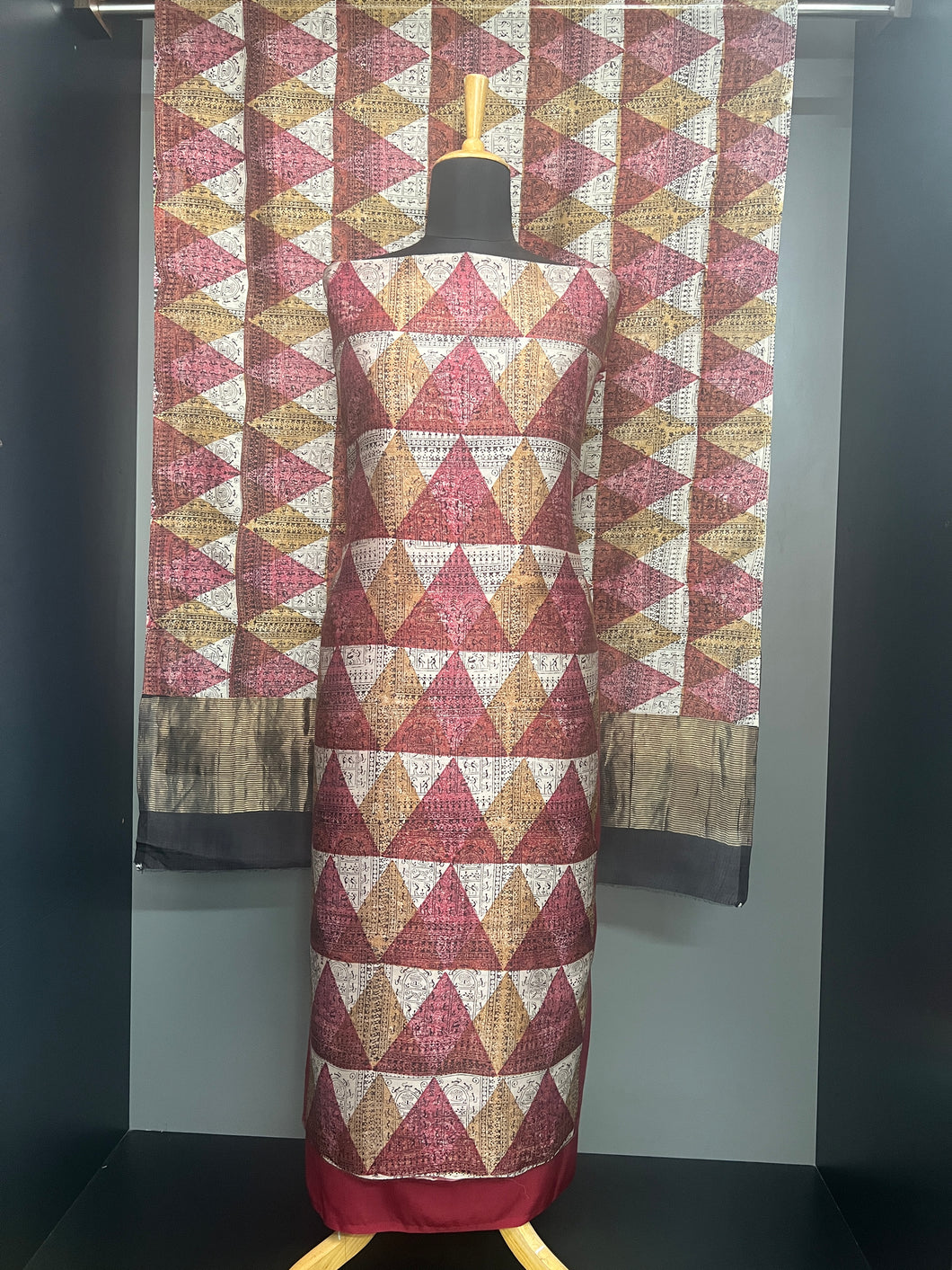 Warli Print Detailed Chanderi Salwar Set | HE166