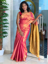 Traditional Zari Buta Detailed Tissue Linen Saree | HT113
