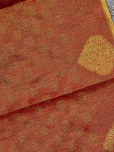 Traditional Zari Buta Detailed Tissue Linen Saree | HT114