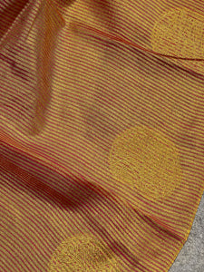 Traditional Zari Buta Detailed Tissue Linen Saree | HT117