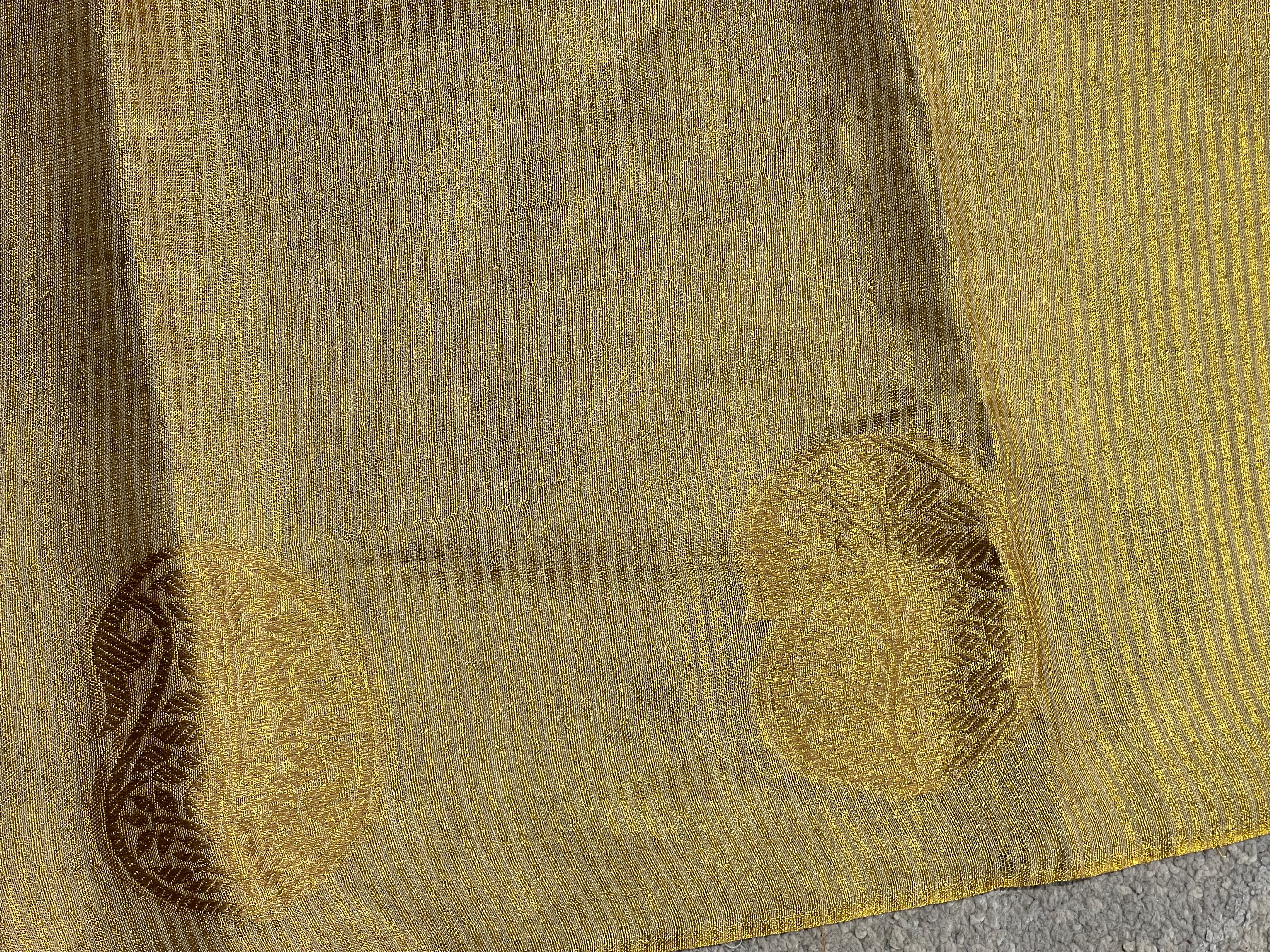 Traditional Zari Buta Detailed Tissue Linen Saree | HT118
