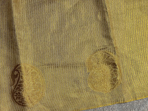 Traditional Zari Buta Detailed Tissue Linen Saree | HT118