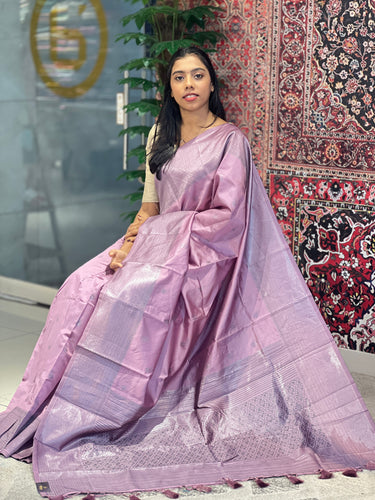 Traditional Silver Zari Buta Weaved Semi Silk Saree | HT161