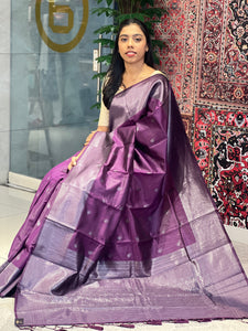 Traditional Silver Zari Buta Weaved Semi Silk Saree | HT162