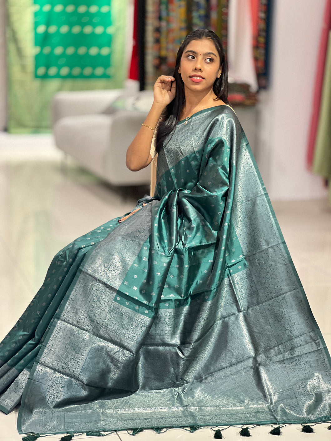 Traditional Buta Weaving Patterned Semi Silk Saree | HT166