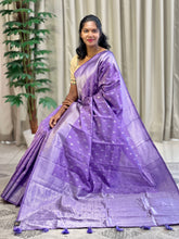 Traditional Silver Zari Buta Weaved Semi Silk Saree | HT174