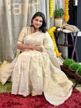 Jaal Weaving Patterned Banarasi Chanderi Finish Saree | HT259