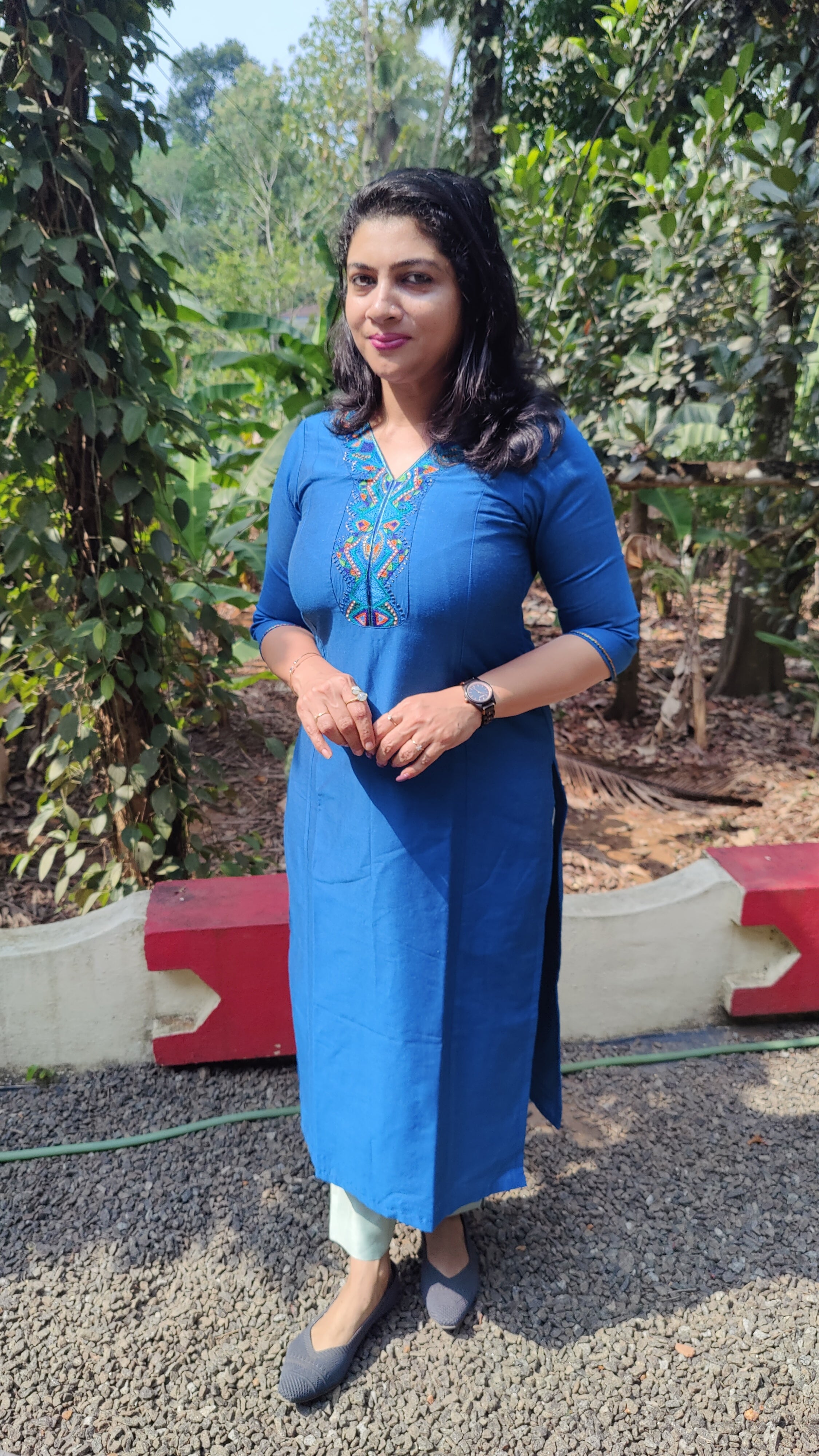 Floral Design 3 Piece Panel Kurta Material | DN412