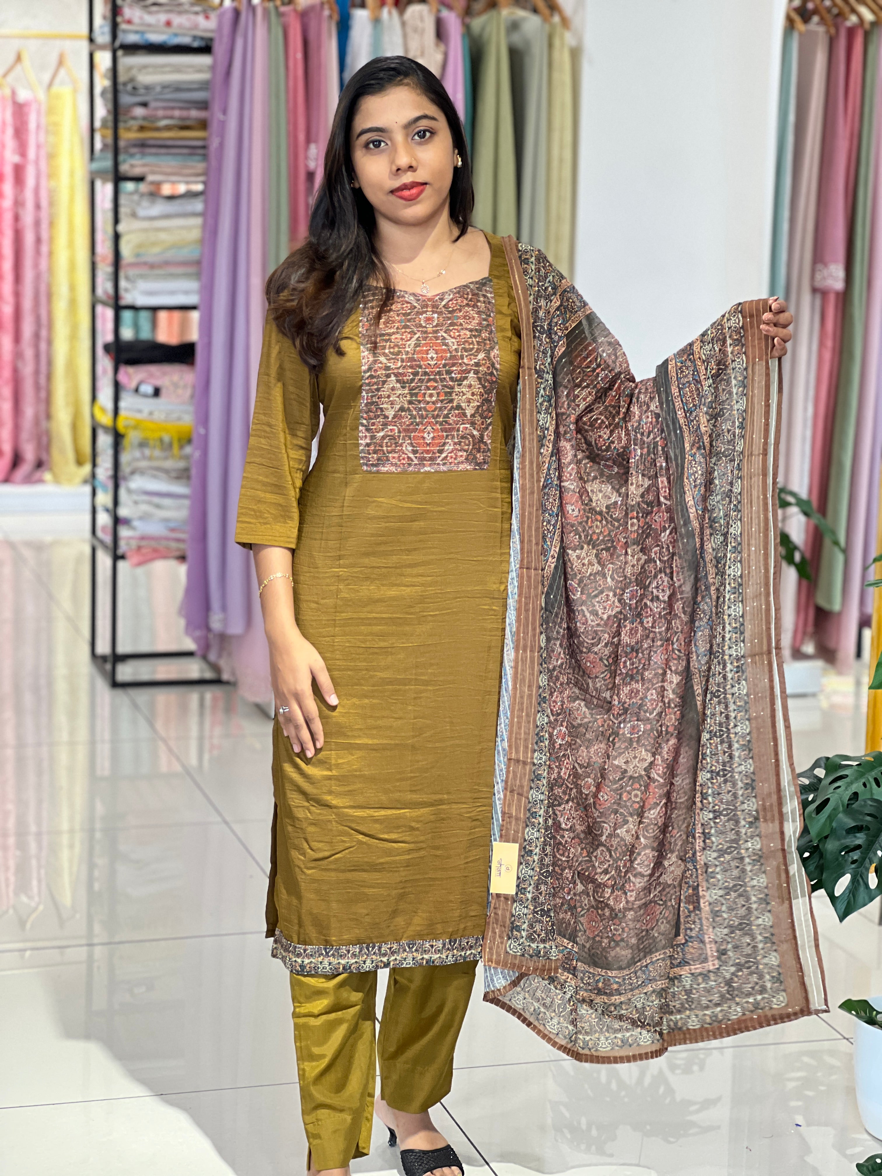 Digital Printed Crushed Silk Kurta Set | IHP108