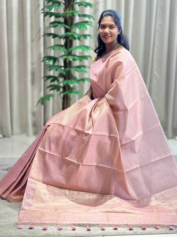 Zari Stripe Weaving Patterned Semi Silk Saree | YNG562