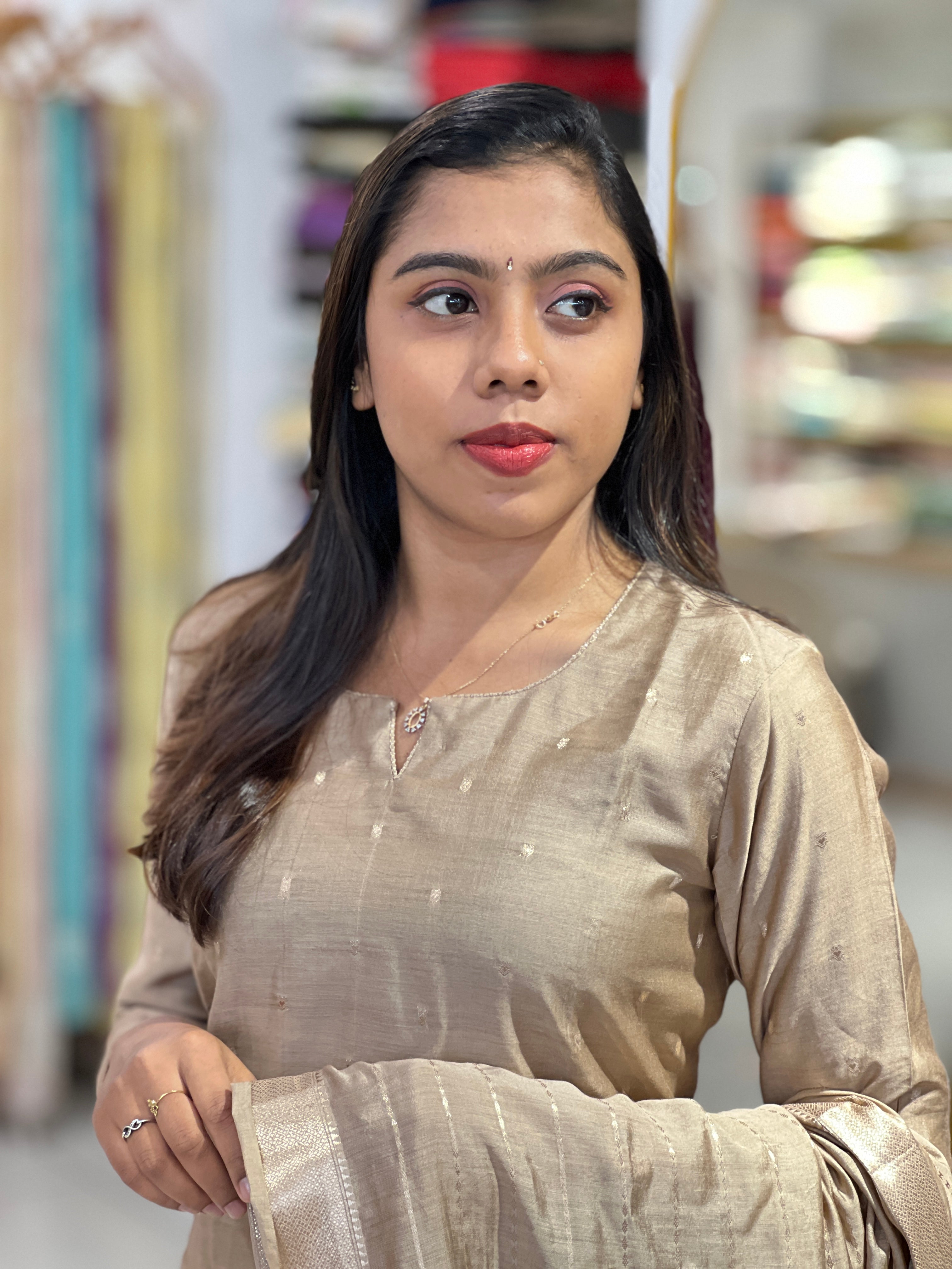 Scattered Buta Detailed Chanderi Finish Kurta Set | YNG1154