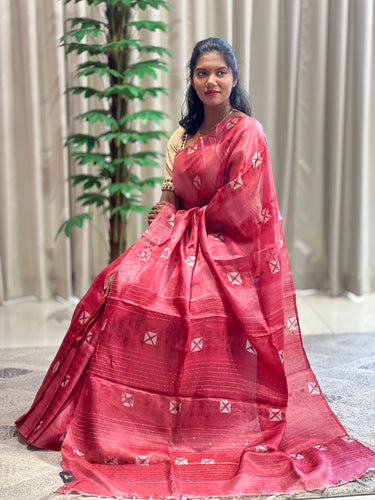 Digital Print With Metal Pital Detailed Tussar Saree | ACT1614