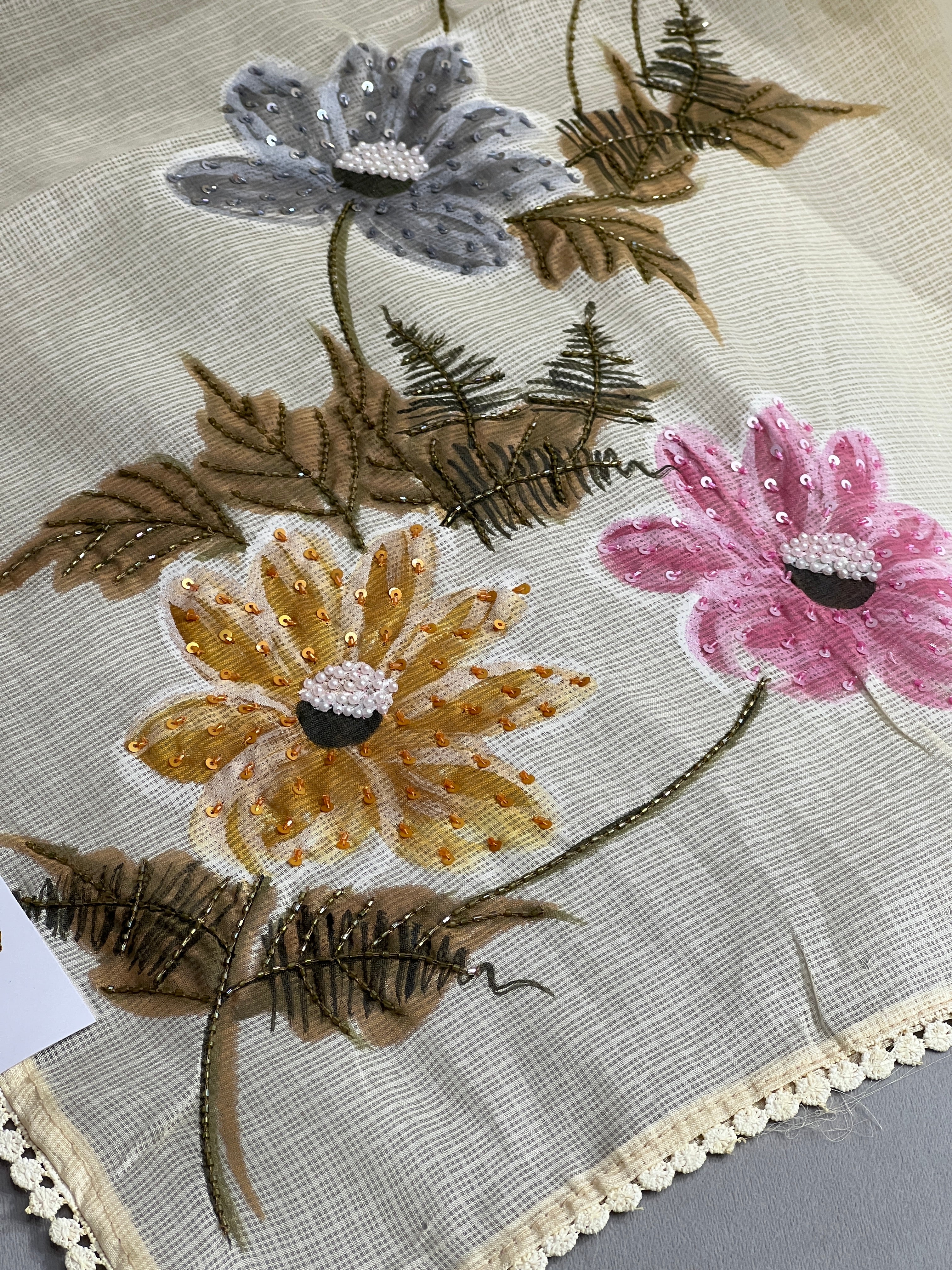 Floral Patterned Silky Kota Saree | BLD1848