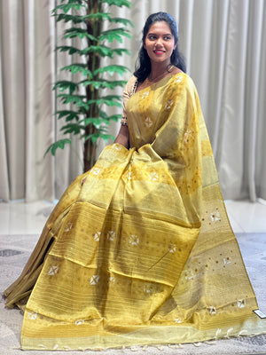 Digital Print With Metal Pital Detailed Tussar Saree | ACT1616