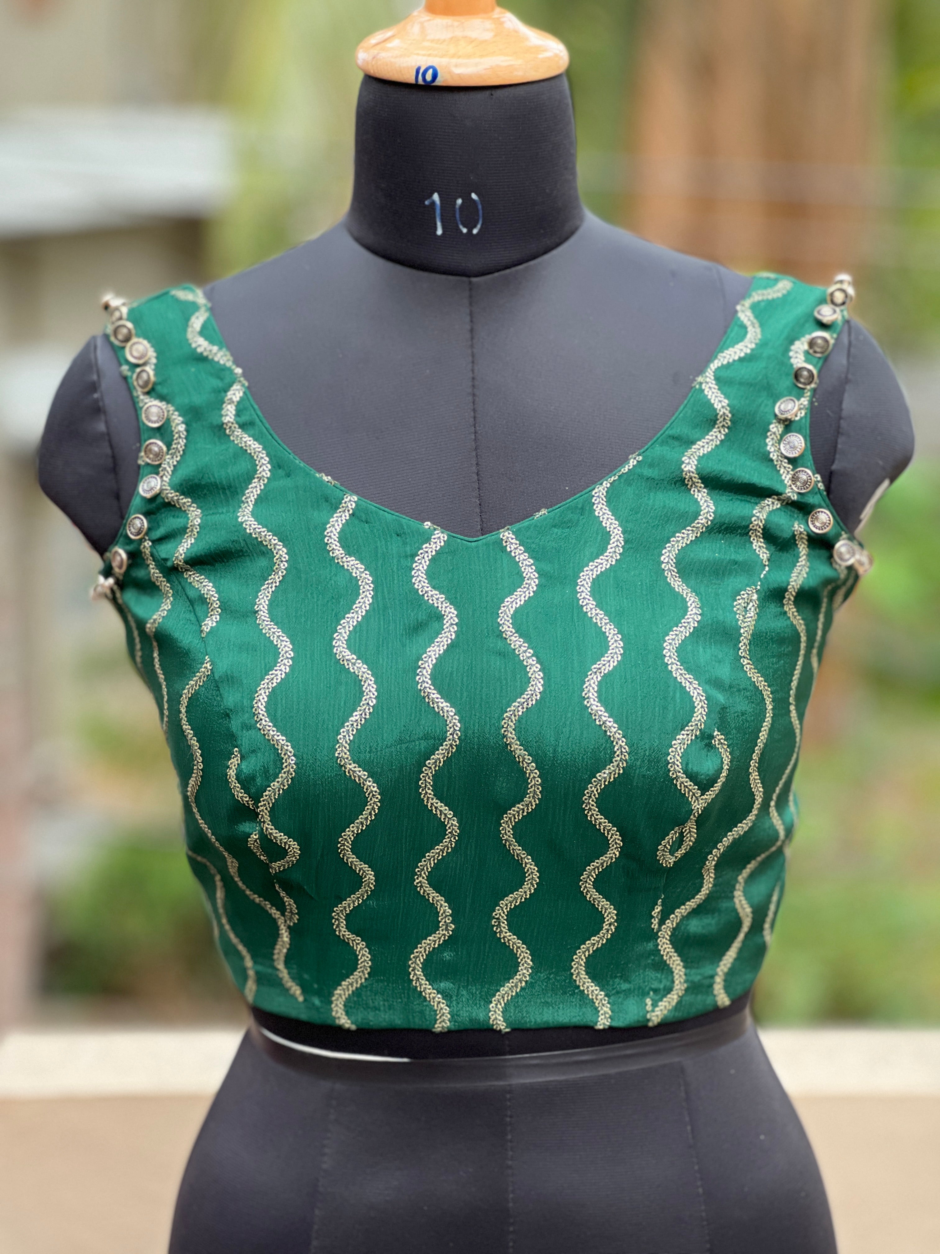 Bottle Green Customised Transformable Blouse | DN418