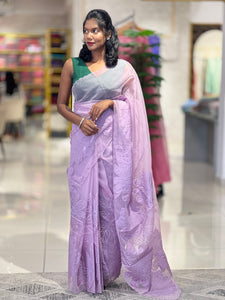 Floral Applique Detailed Organza Saree | MM114